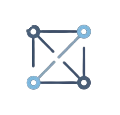 Geometric shape with interconnected dots and lines on a white background