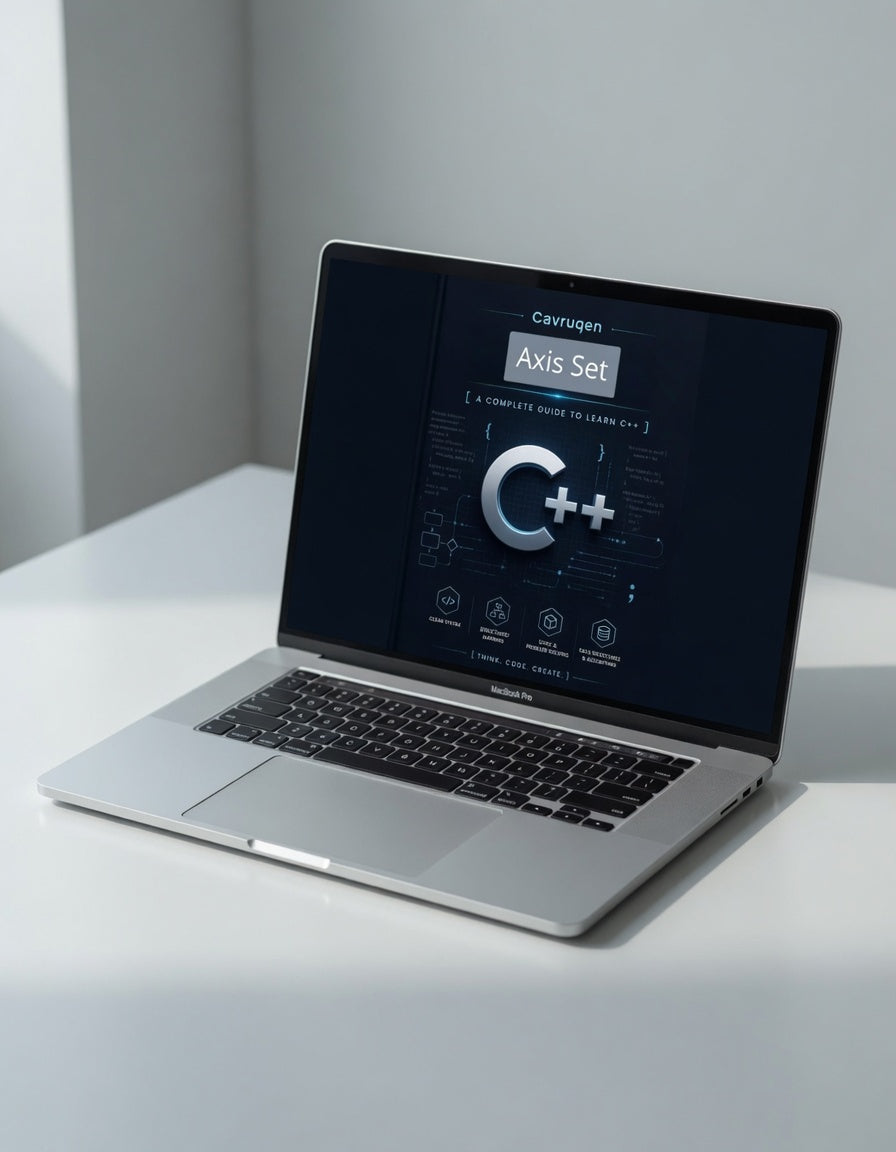 Laptop on a white surface with a dark screen displaying software interface.