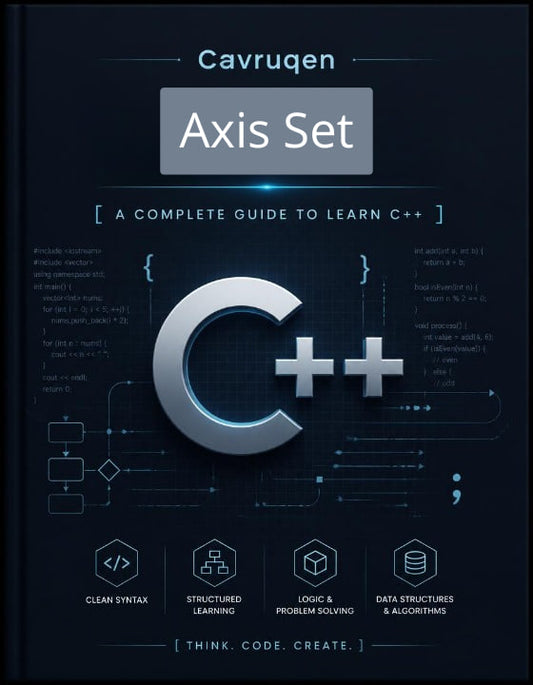 Book cover of 'C++ Complete Guide' by Cavruqen on a dark background with C++ symbols.