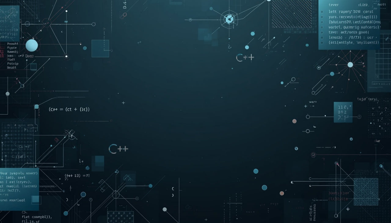 Technical diagram with code snippets on a dark background