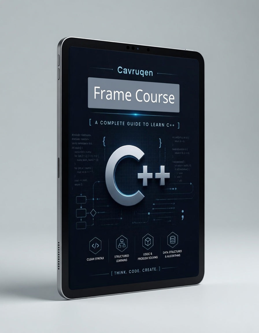 Cayruqen Frame Course book on a tablet with a gray background