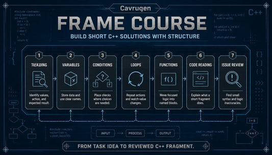 Cavrugen Frame Course diagram for building short C++ solutions with structure