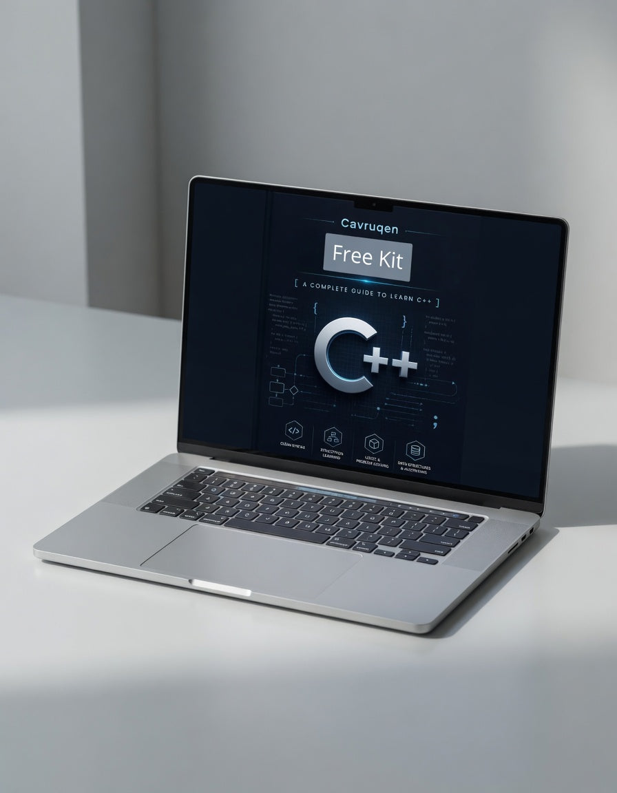Laptop displaying a software development kit on a light surface with a gray background