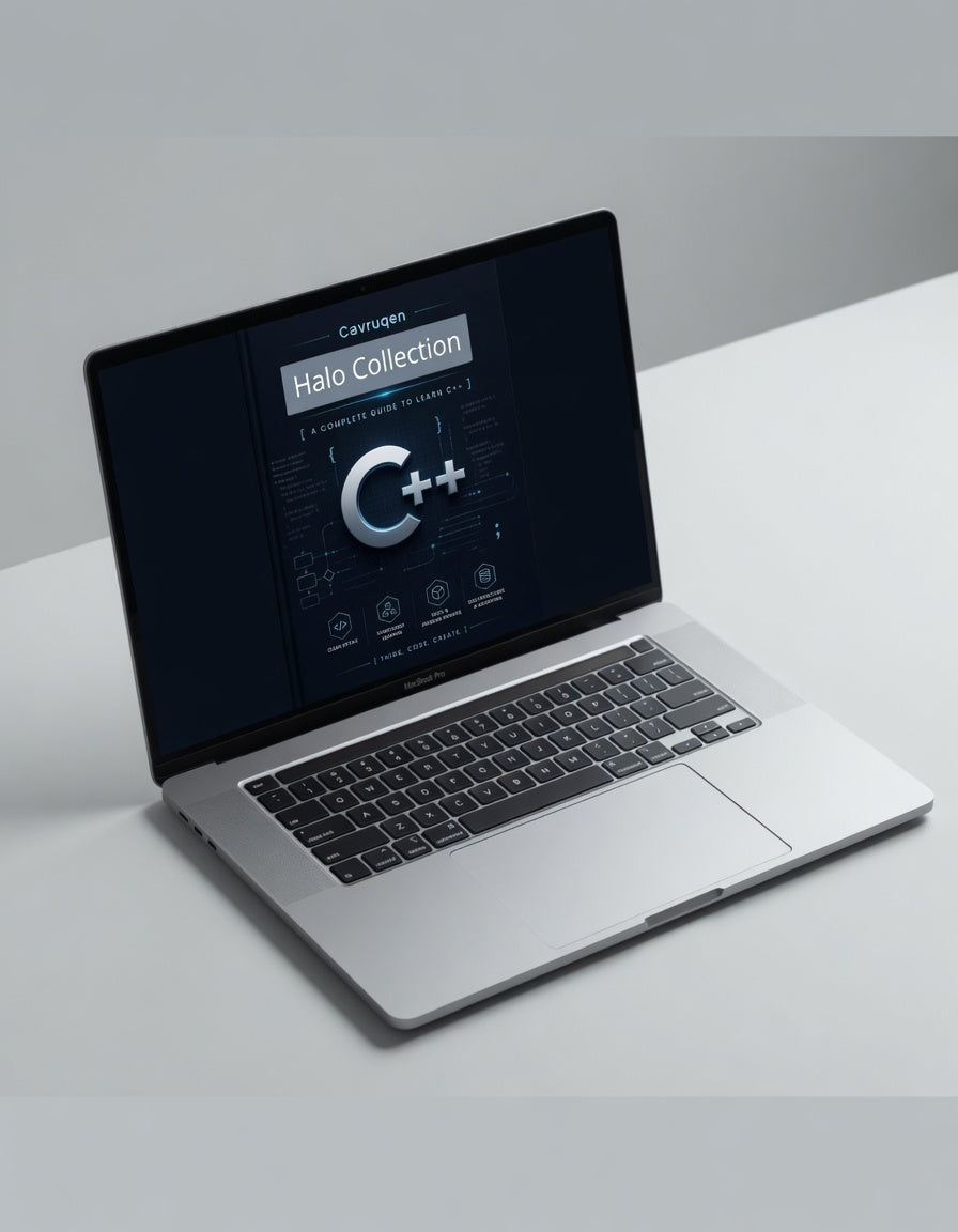 Laptop on a white surface with a dark screen displaying text and graphics.