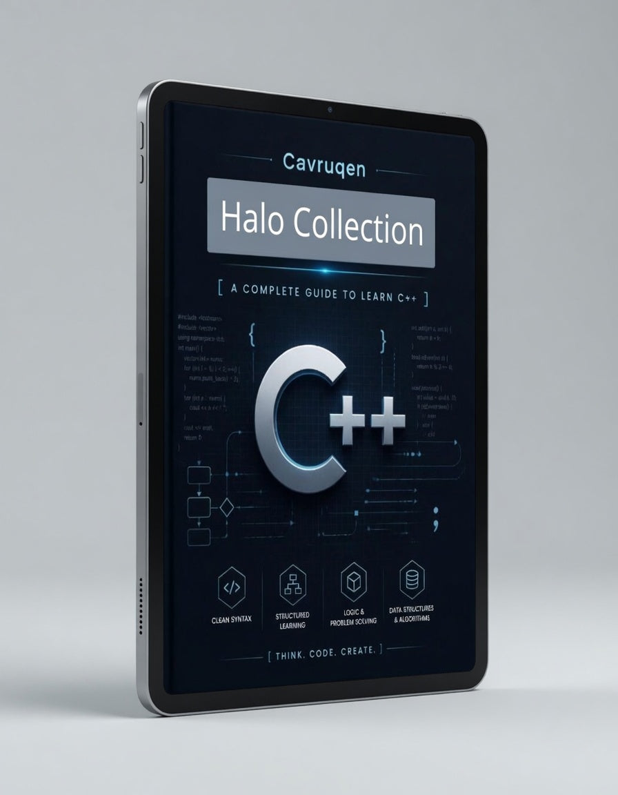 Book titled 'C++ Halo Collection' by Cavruqen on a gray background