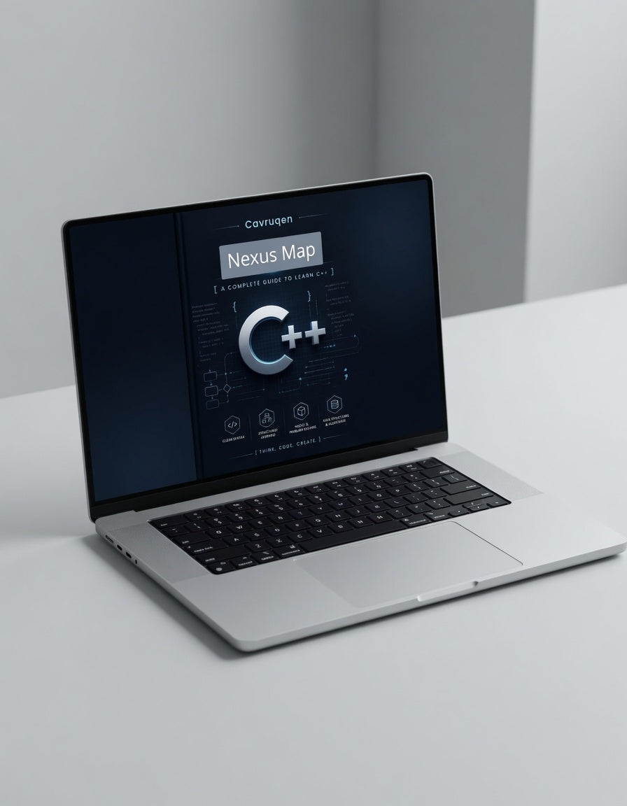 Laptop on a white surface with a dark screen displaying software interface.