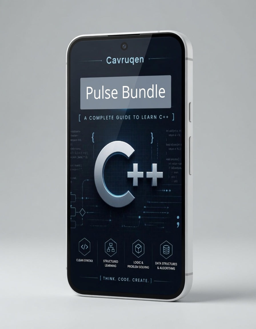 Phone displaying the Cavruqen Pulse Bundle app on a gray background